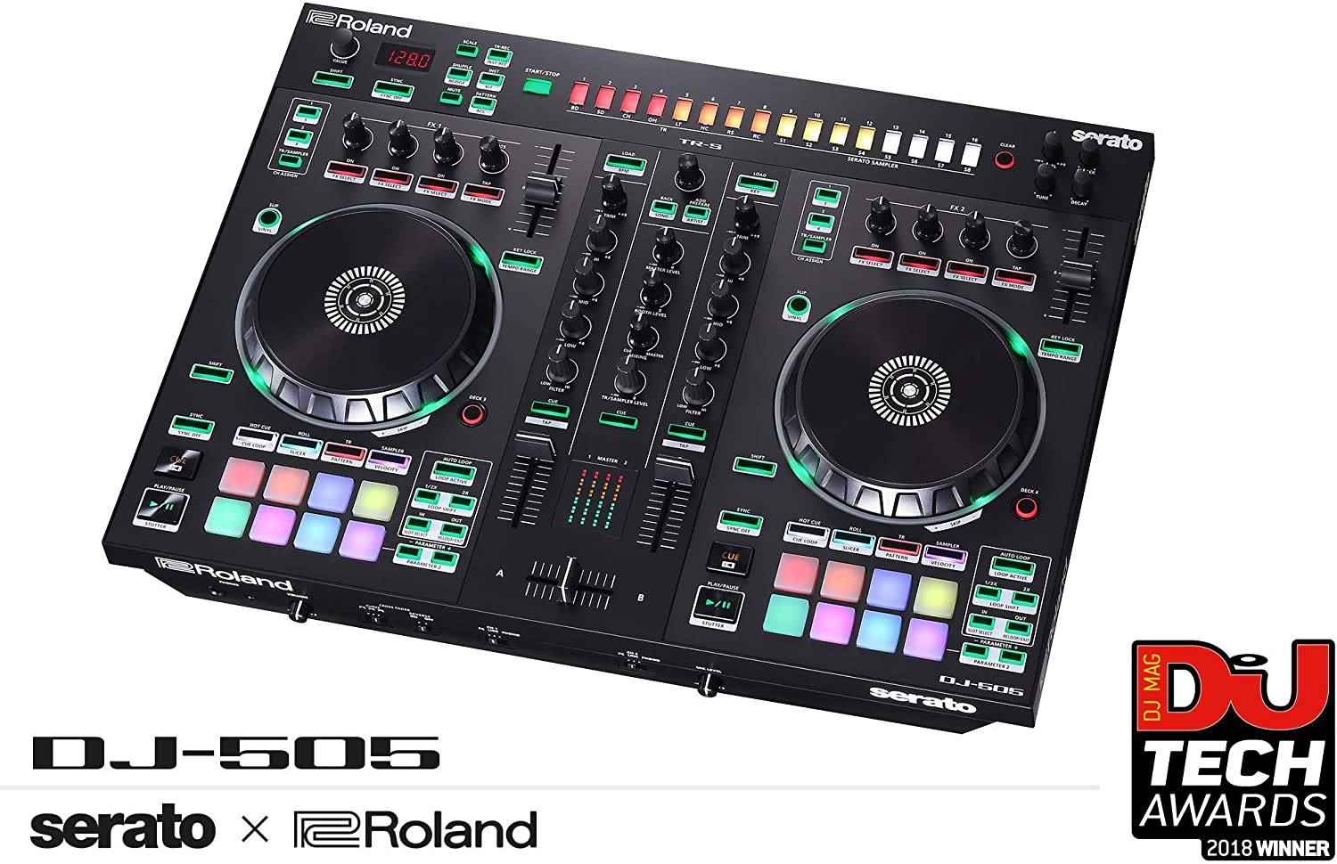 Roland DJ-505 2-deck Serato DJ Controller with Drum Machine