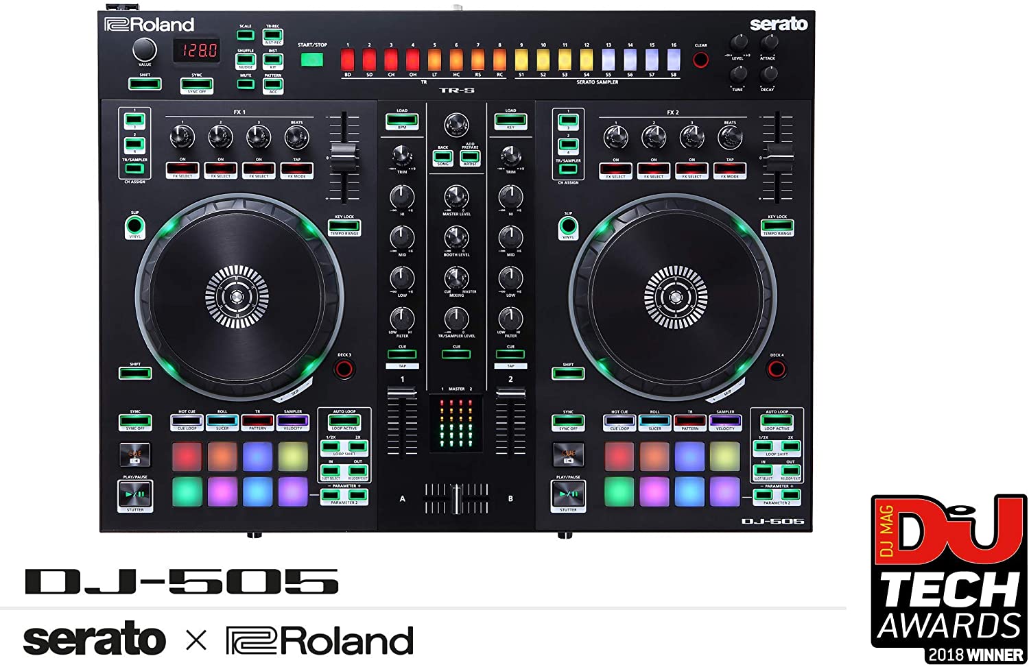 Roland DJ-505 2-deck Serato DJ Controller with Drum Machine