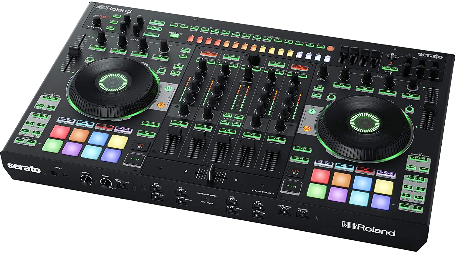 Roland DJ-808 4-deck Serato DJ Pro Controller with Drum Machine and Vocal Transformer
