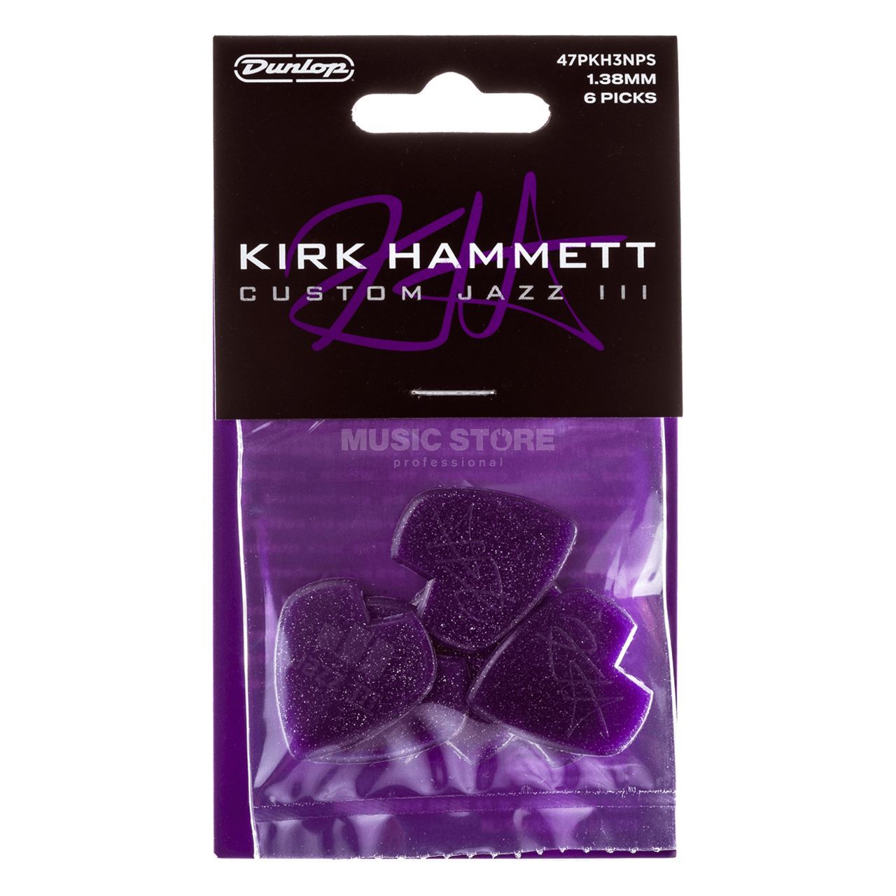 Dunlop Kirk Hammett Jazz III Guitar Pick 6 pack