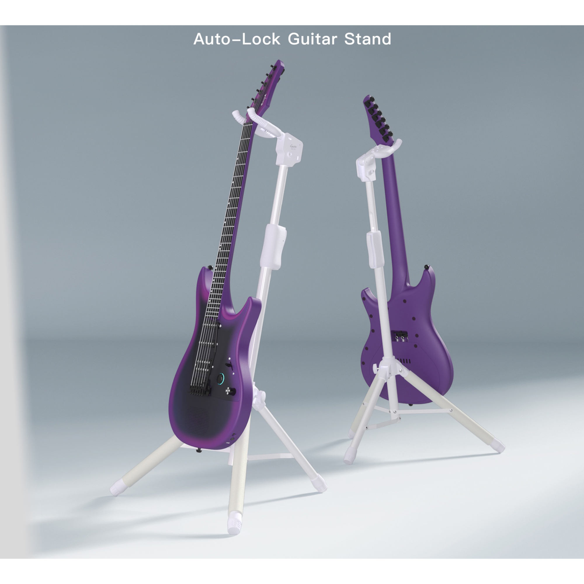 Enya Auto Lock Guitar Stand EGS1 Heavy Duty Steel 33lbs Capacity 360 Non-Slip Base Military Anti-Rust 3-Second Setup Foldable for StageTravelStudio