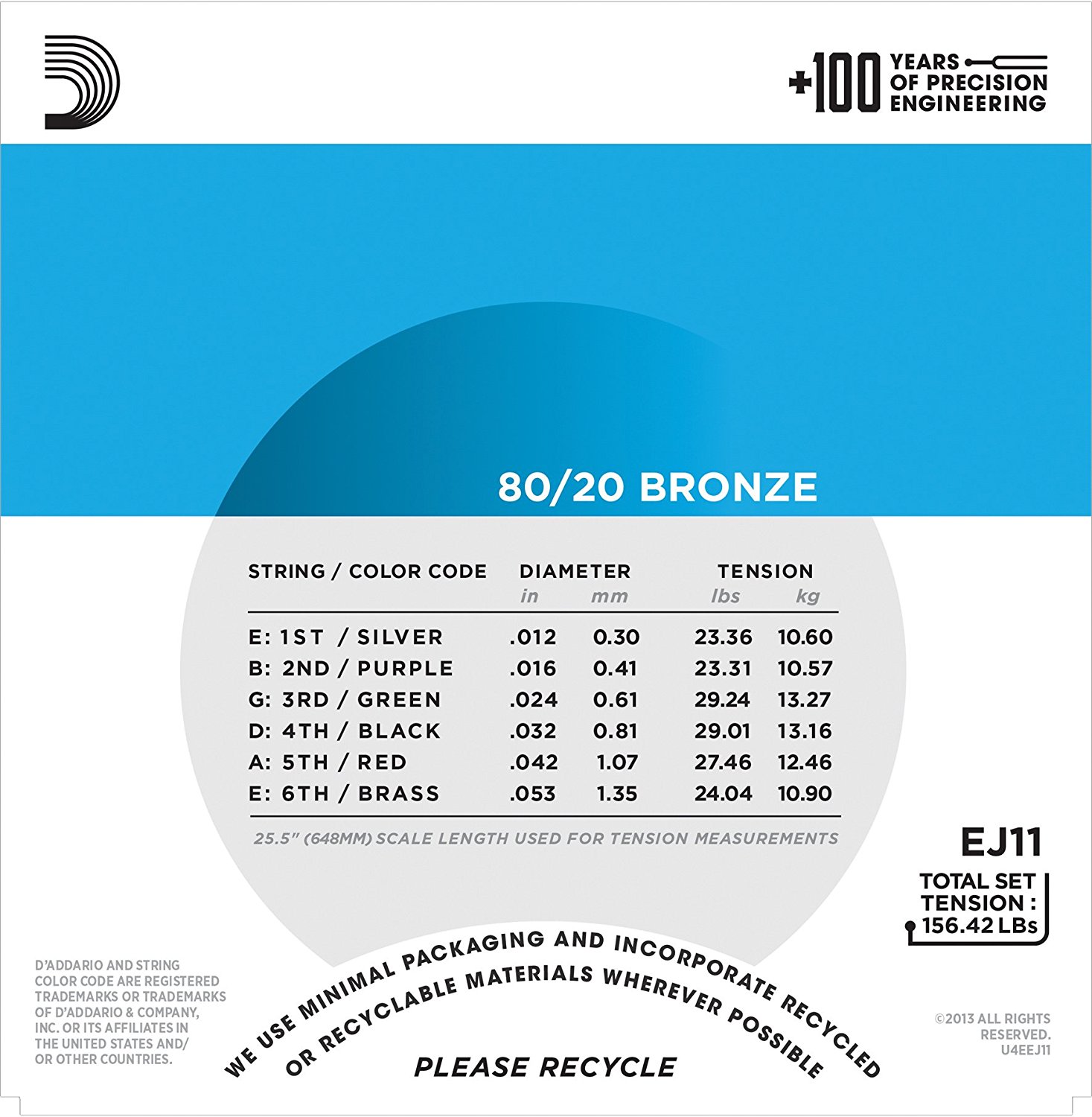 DAddario EJ11 Bronze Light Acoustic Guitar Strings