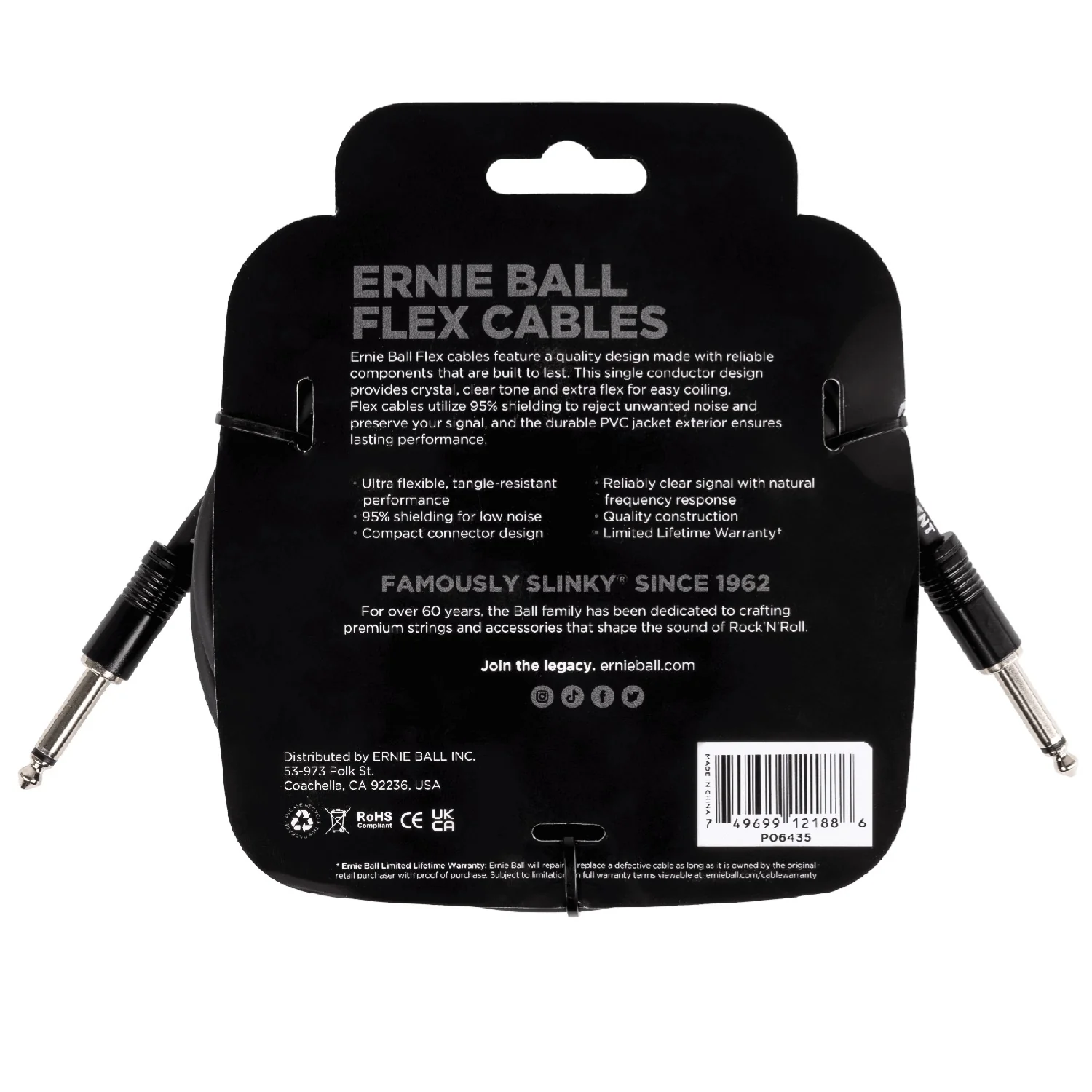 Ernie Ball 6435 Flex Instrument Cable 20 Feet Black online in India at johnsmusicin at the lowest price Online price in India