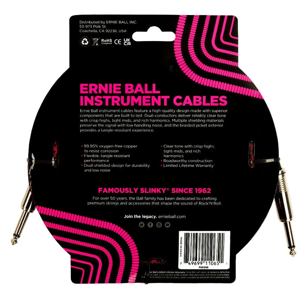 Ernie Ball 6396 Braided Straight Instrument Cable Red Black online in India at johnsmusicin at the lowest price Online price in India