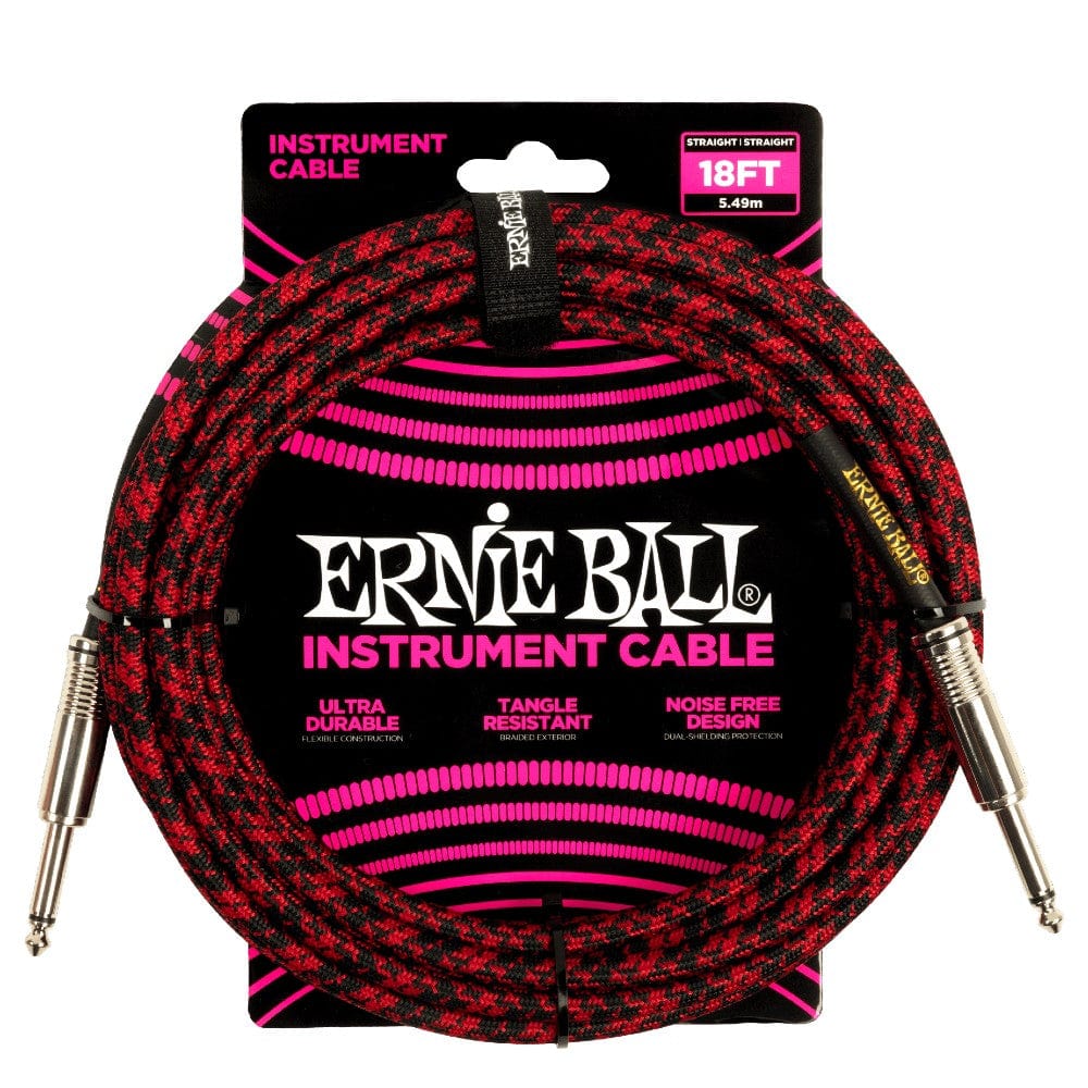 Ernie Ball 6396 Braided Straight Instrument Cable Red Black online in India at johnsmusicin at the lowest price Online price in India