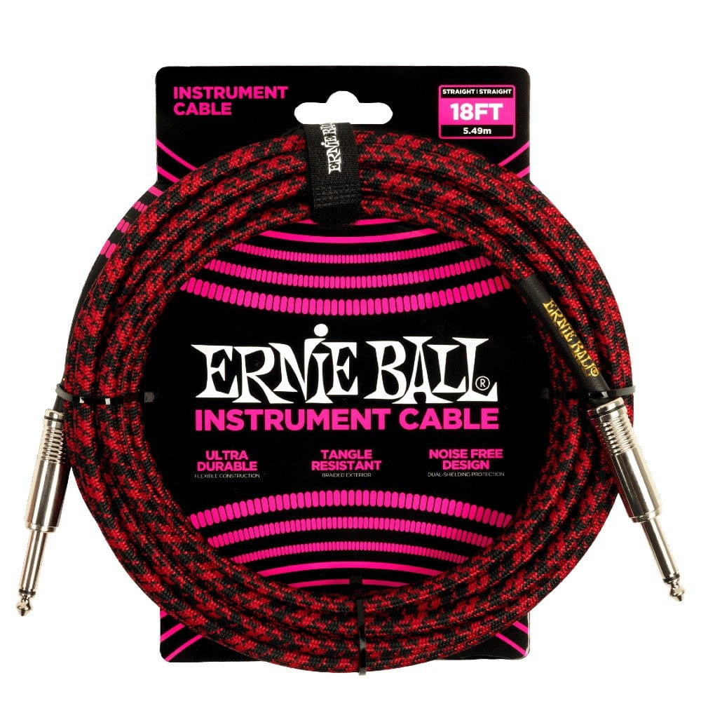 Image of Ernie Ball 6396 Braided Straight Instrument Cable Red Black
