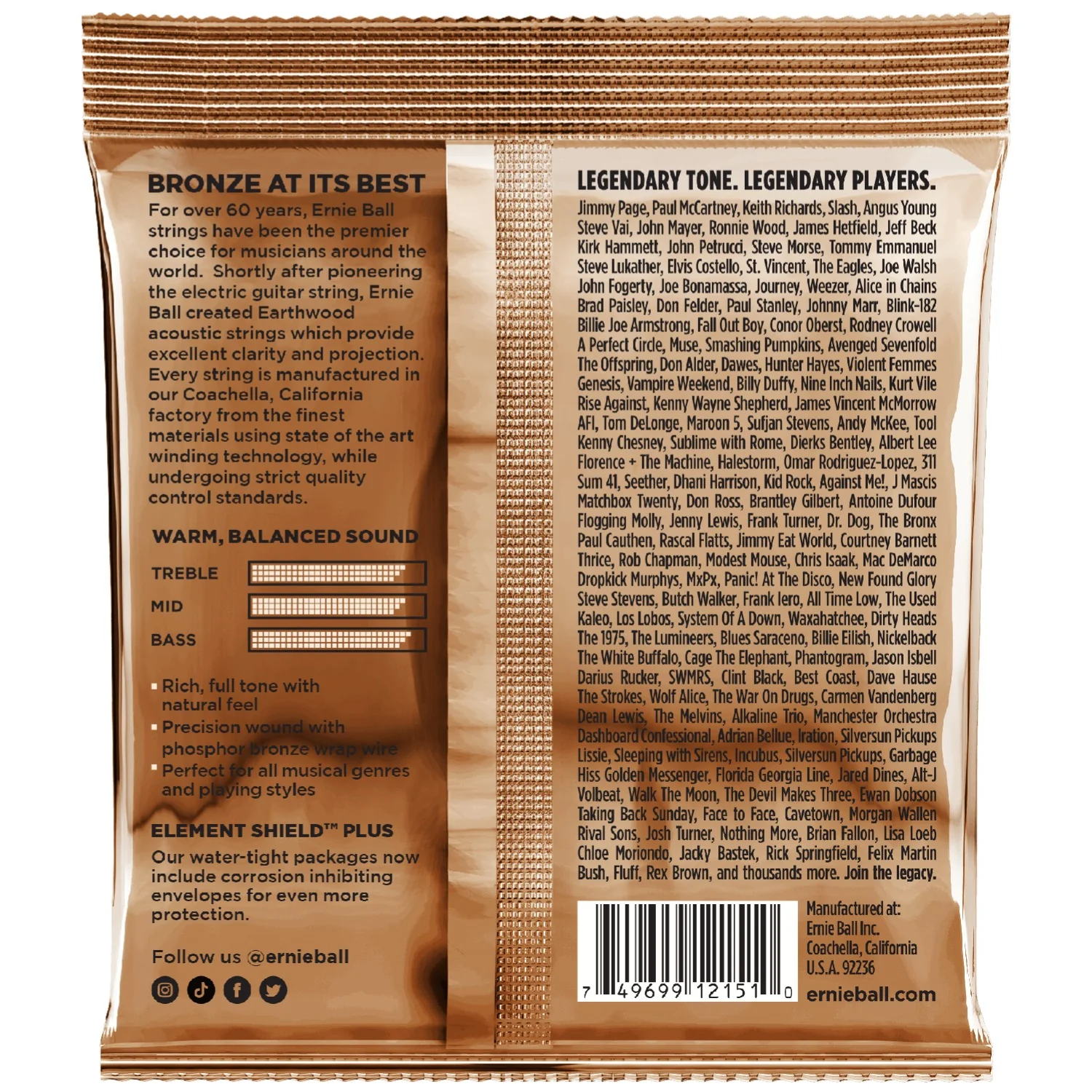 Ernie Ball 2151 Rock And Blues Earthwood Phosophor Bronze Acoustic Strings online in India at johnsmusicin at the lowest price Online price in India