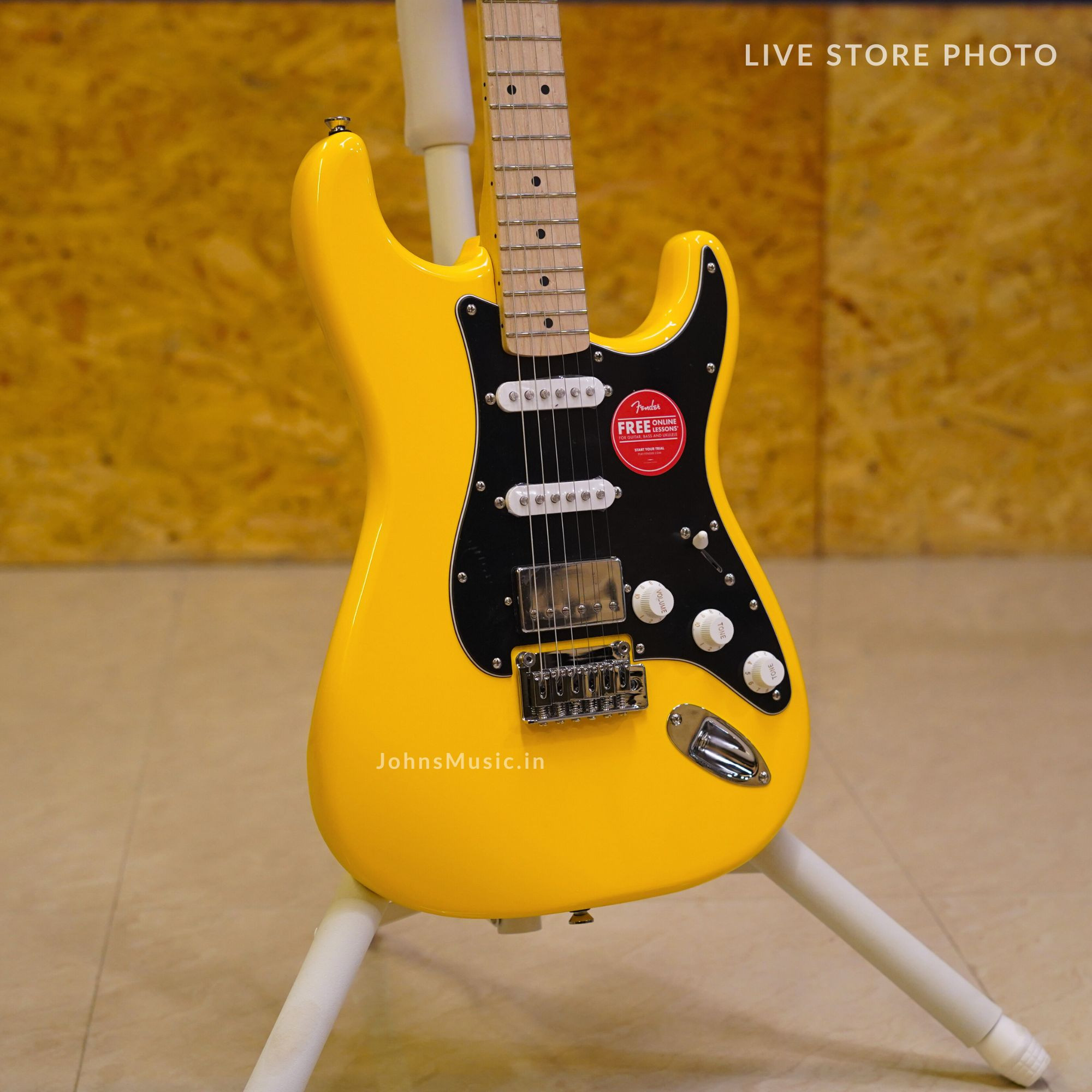Squier FSR Affinity Stratocaster HSS Graffiti Yellow online in India at johnsmusicin at the lowest price Online price in India