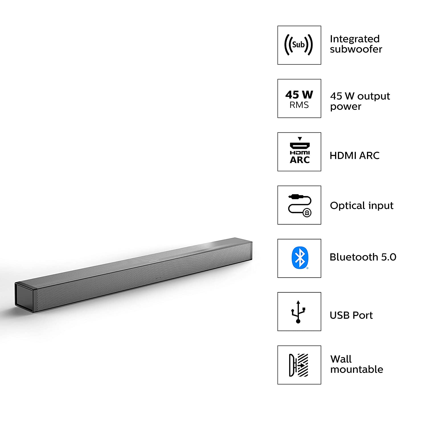 Philips Audio HTL104594 45w 50 Channel HDMI Soundbar Speaker in India