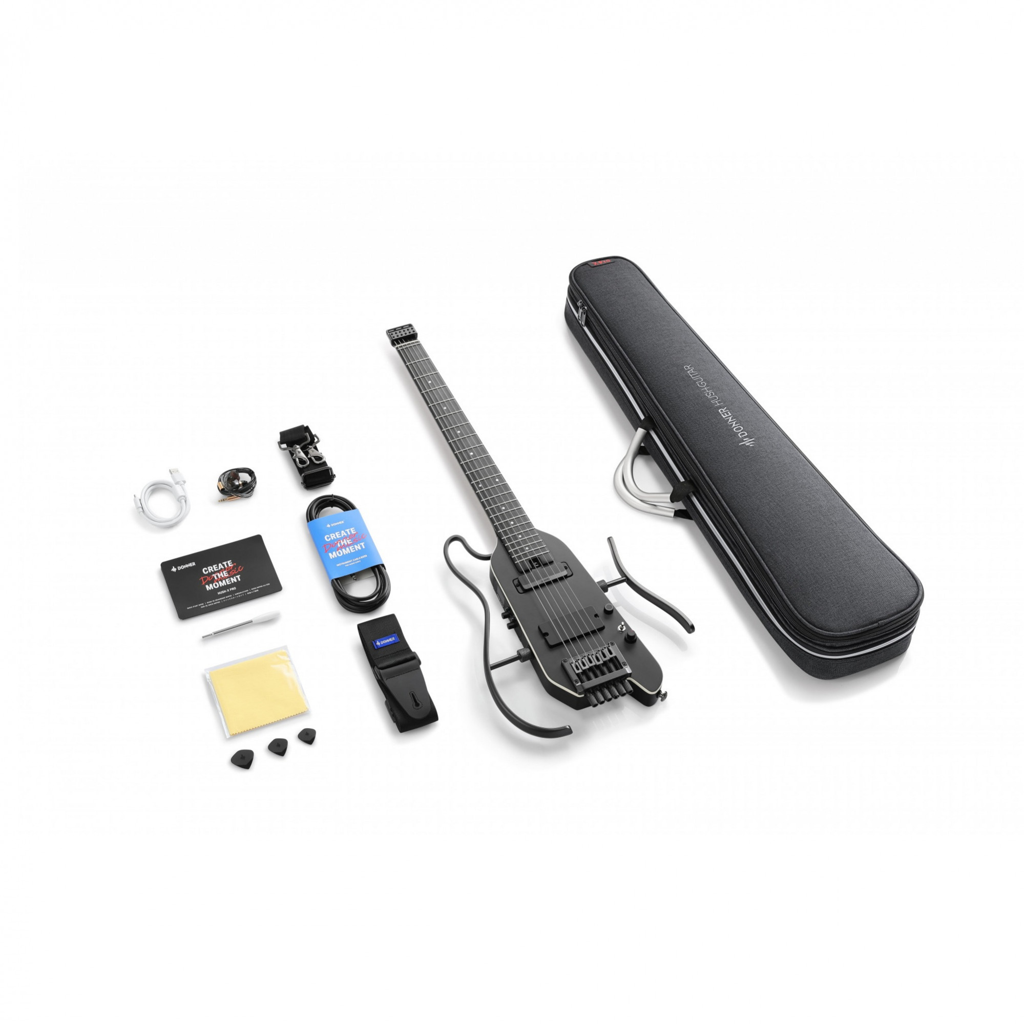 Donner HUSH X PRO Electric Guitar Kit Smart Travel Guitar with Dozens of Preset Combinations 7 Tone Sim Options online in India at johnsmusicin at the lowest price