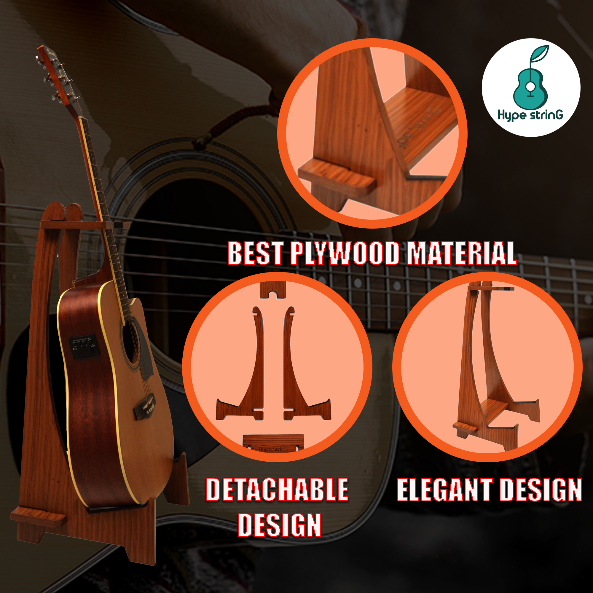 Hype String Guitar Floor Stand Long Neck Online price in India