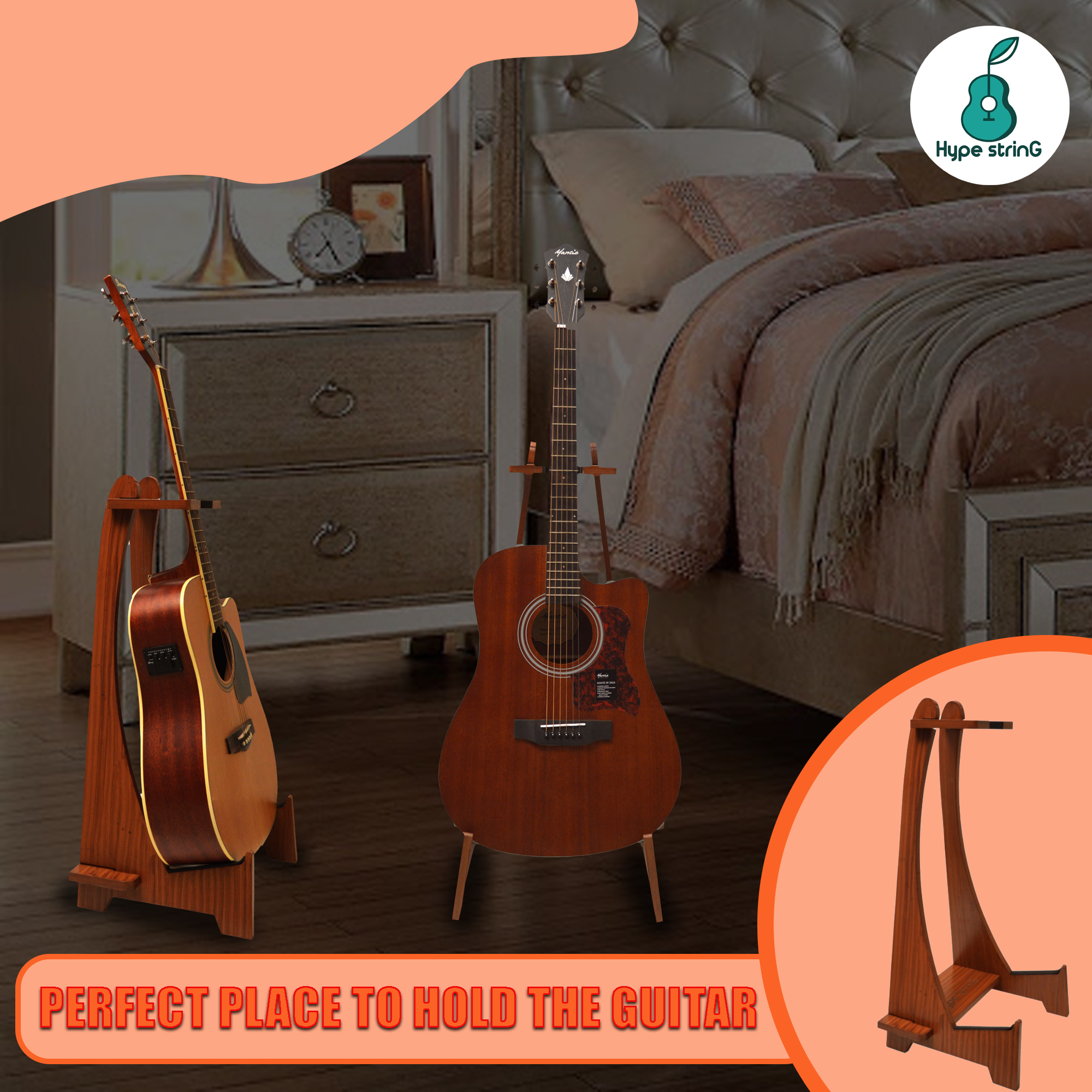 Hype String Guitar Floor Stand Long Neck Online price in India
