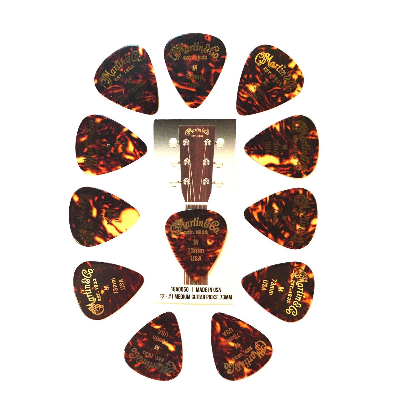 Martin Guitar Picks Tortoise Shell 12 Pack 18A0050 Medium 73mm online in India at johnsmusicin at the lowest price Online price in India