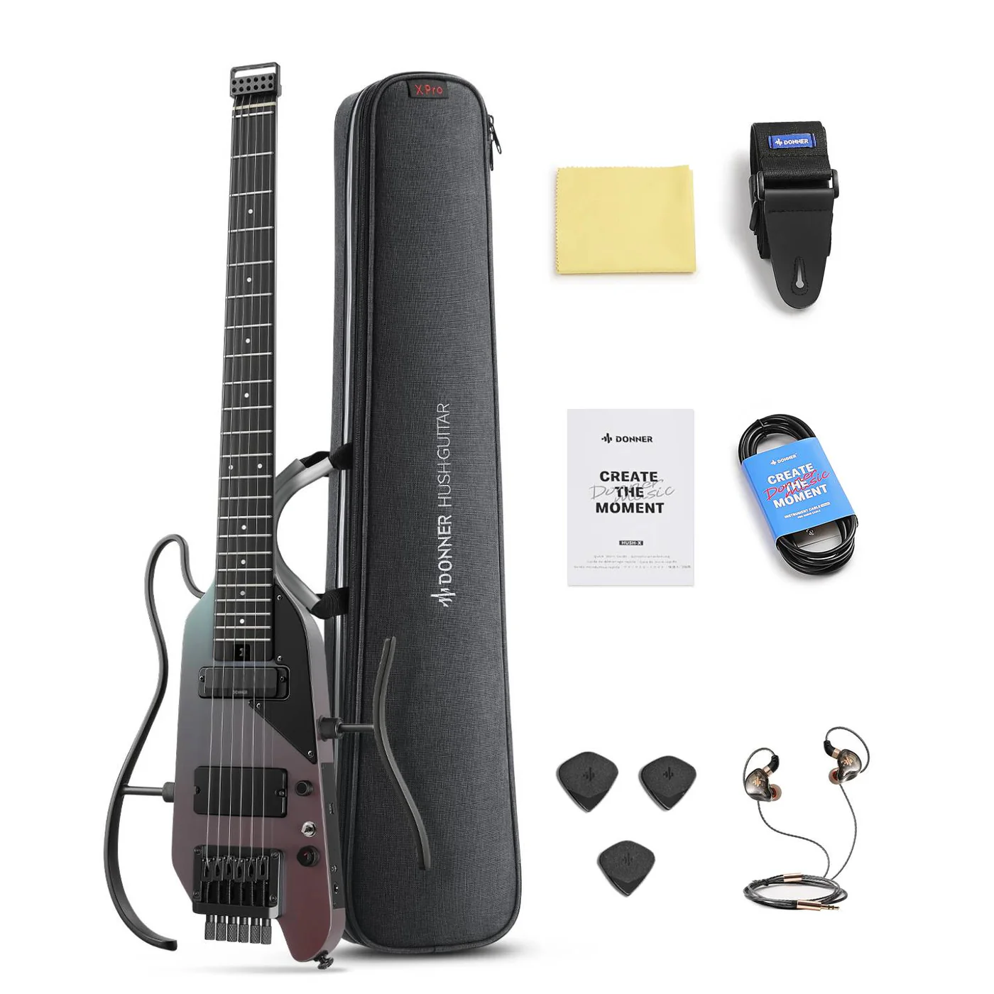Donner HUSH X PRO Midnight Glow Electric Guitar Kit online in India at johnsmusicin at the lowest price Online price in India