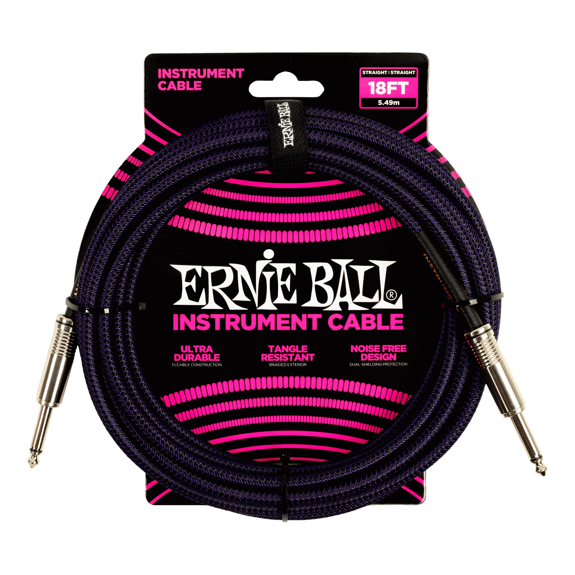 Ernie Ball P06395 Braided Straight to Straight Instrument Cable Purple Black 18ft online in India at johnsmusicin at the lowest price Online price in India