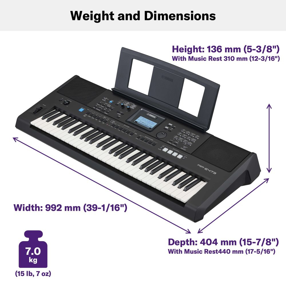 Yamaha PSR-E473 Portable Keyboard With 61 Keys Online price in India