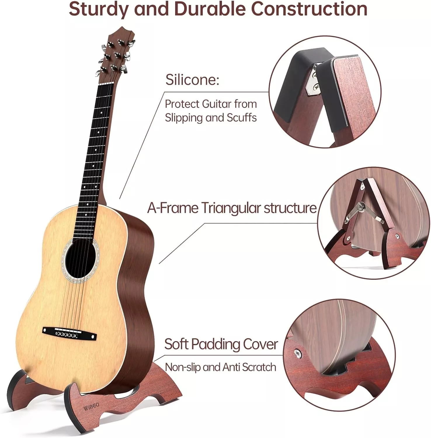 Wingo SK-80 Folding Wooden Guitar Stand online in India at johnsmusicin at the lowest price Online price in India
