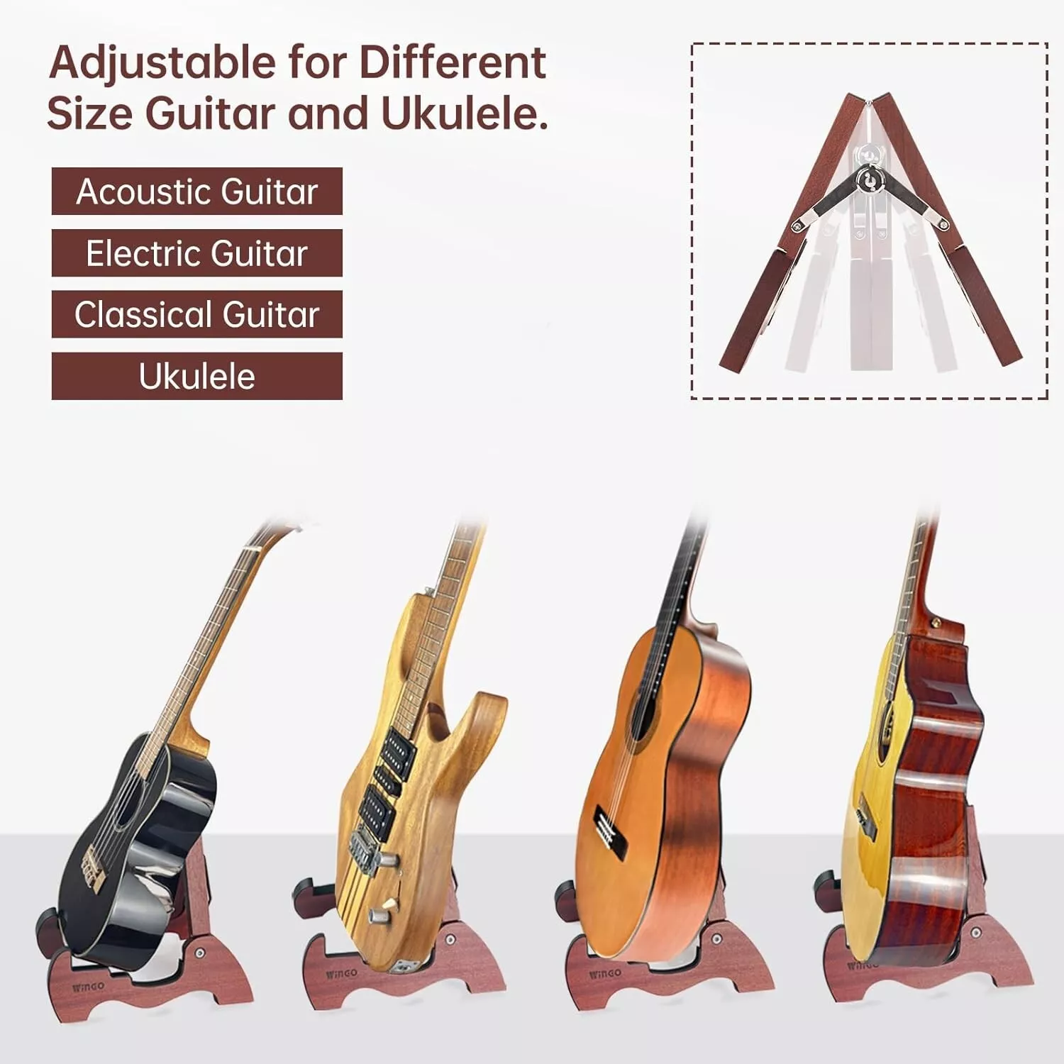 Wingo SK-80 Folding Wooden Guitar Stand online in India at johnsmusicin at the lowest price Online price in India