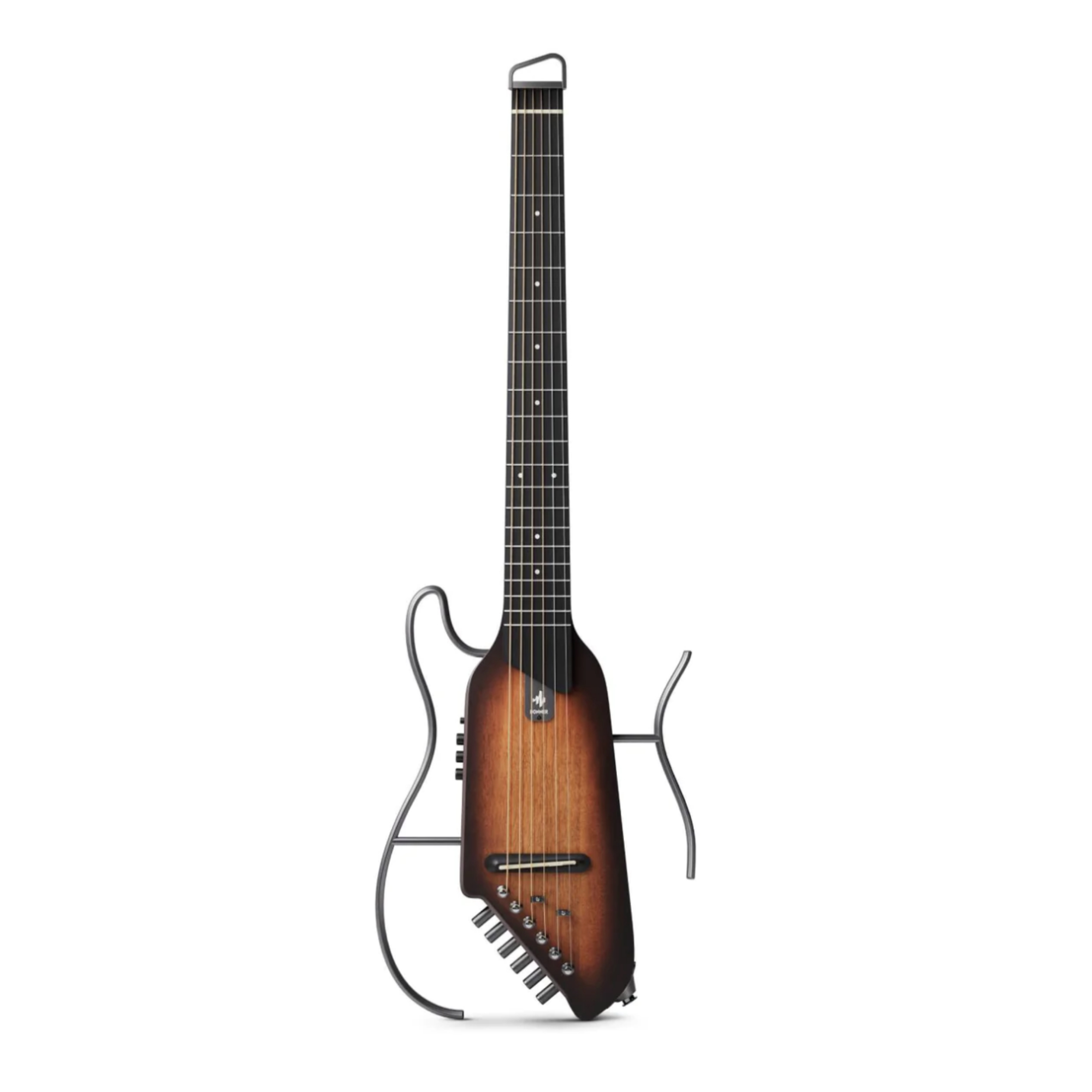 Donner TravelSilent Guitar HUSH-I Headless Guitar Removable Frames Ultra Light Acoustic Electric Guitar with Gig Bag and Accessories Mahogany