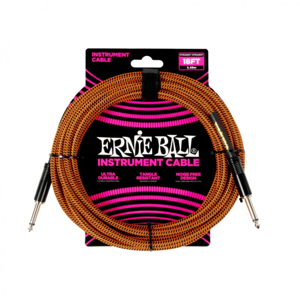 Image of Ernie Ball 6469 Braided Instrument Cable Straight to Straight Jack 18 feet