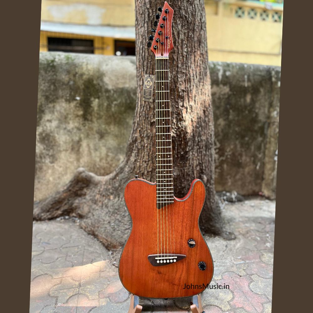 SQOE SETL800 Acoustic Electric Stage Silent Guitar - Natural Dark Mahogany