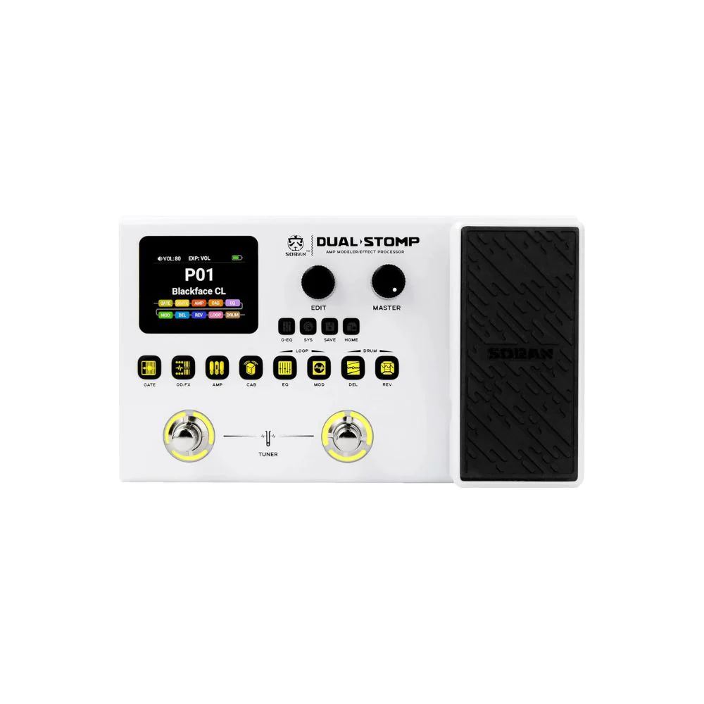 Soran Dual Stomp Dual Pedal Amp Modeling Multi effects Processor online in India at johnsmusicin at the lowest price Online price in India