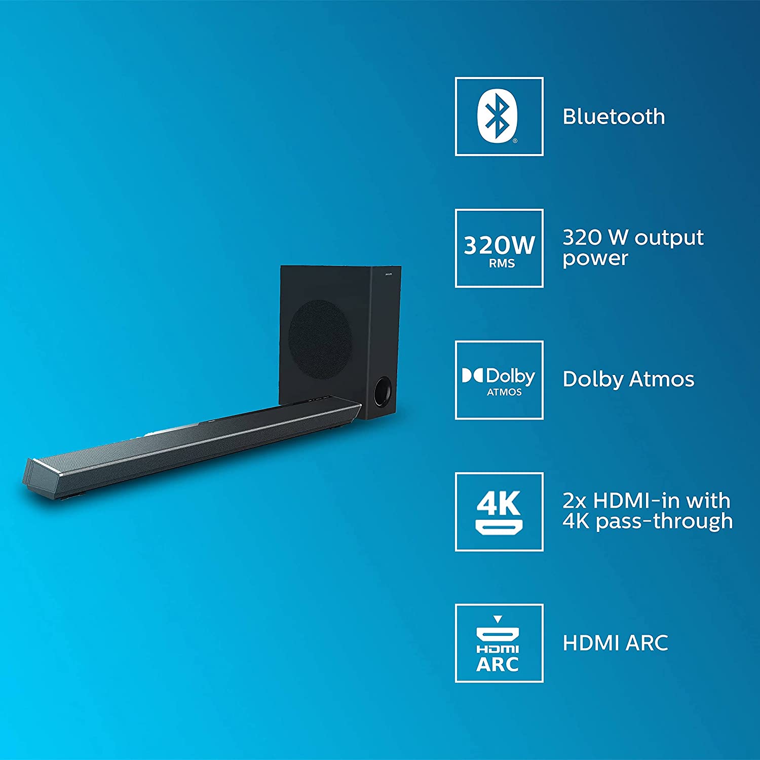 Philips TAPB60310 Dolby Atmos 320 W Bluetooth Soundbar