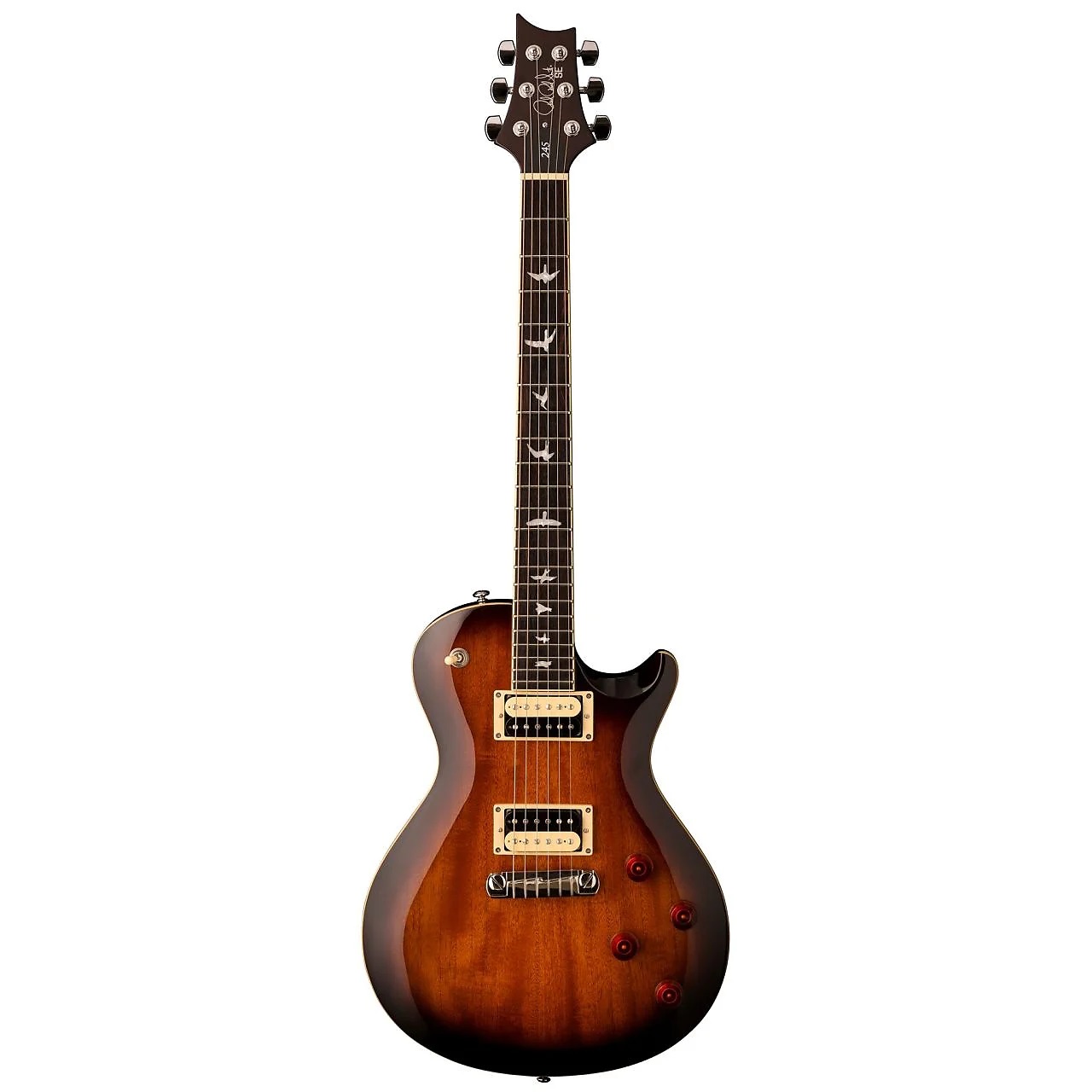 prs sc 245 tobacco sunburst Platinum Electric Guitar with Ten Top, Bird Inlays, Gold Hardware, and Wide Fat Neck Violin Amber PRS Guitars:SC245 McCarty Sunburst #120516