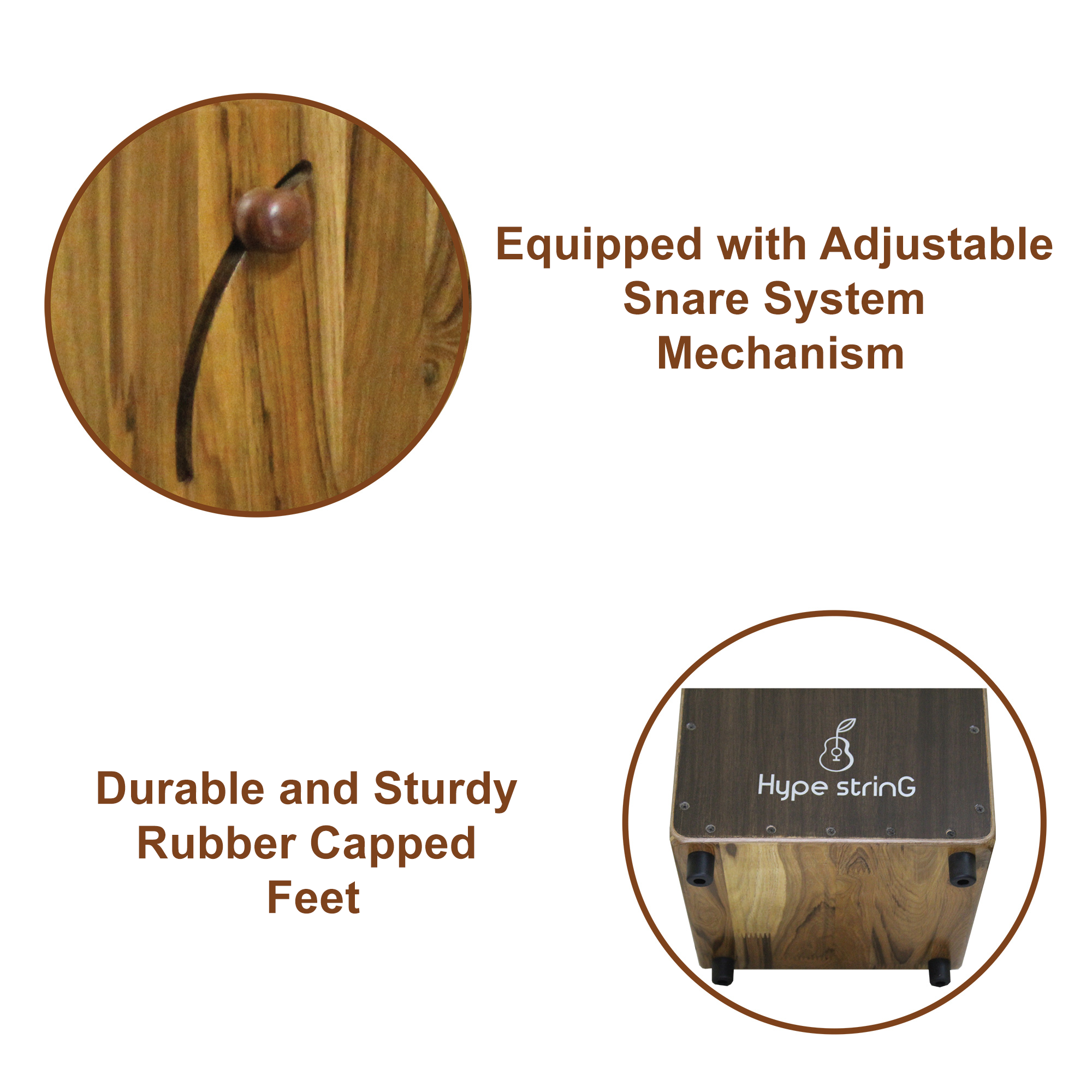 Hype String Cajon Solid Wood Adjustable Snare CT700AS Online price in India