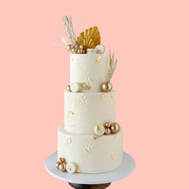 White Gold Wedding Cake