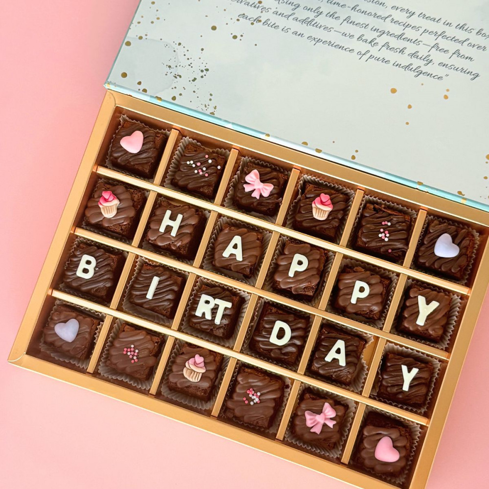 Image of "Happy Birthday" Brownie gift box