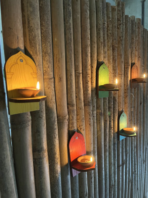Wooden Diya Stand