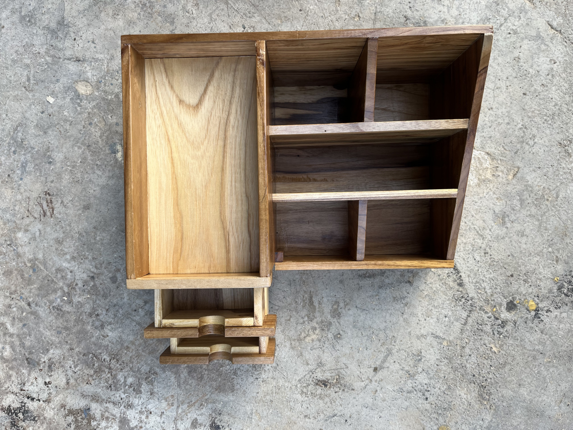 Teak Wooden Desk Organiser