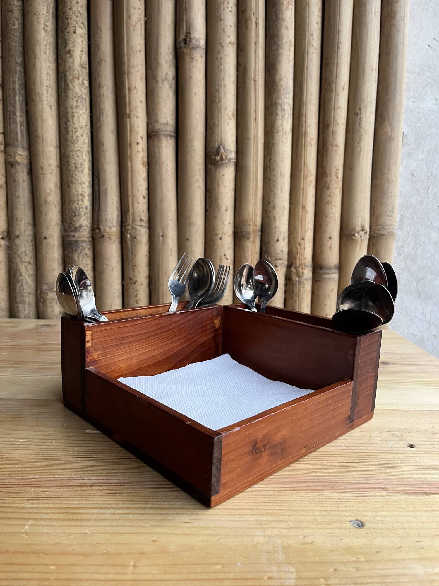 Brown Wooden Spoon Stand