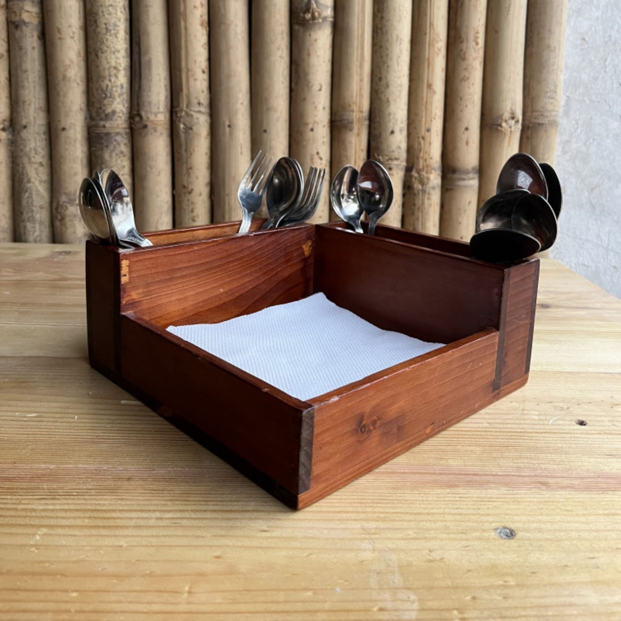 Brown Wooden Spoon Stand