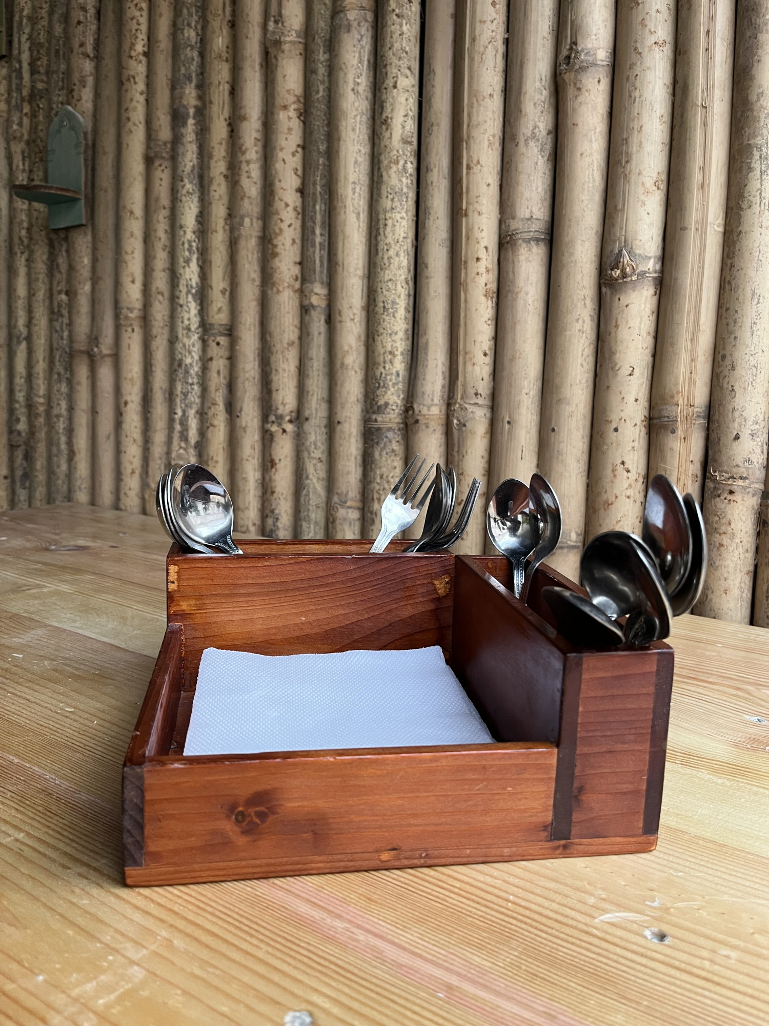 Brown Wooden Spoon Stand