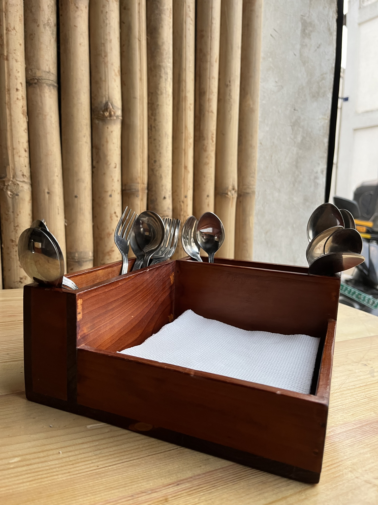 Brown Wooden Spoon Stand