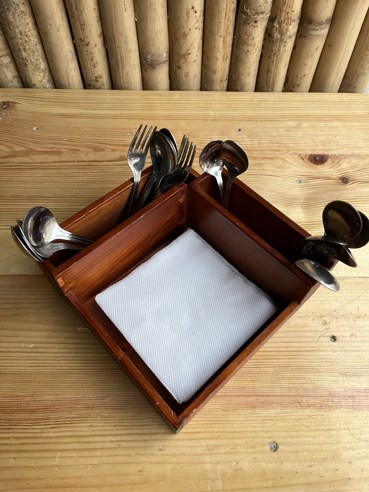 Brown Wooden Spoon Stand