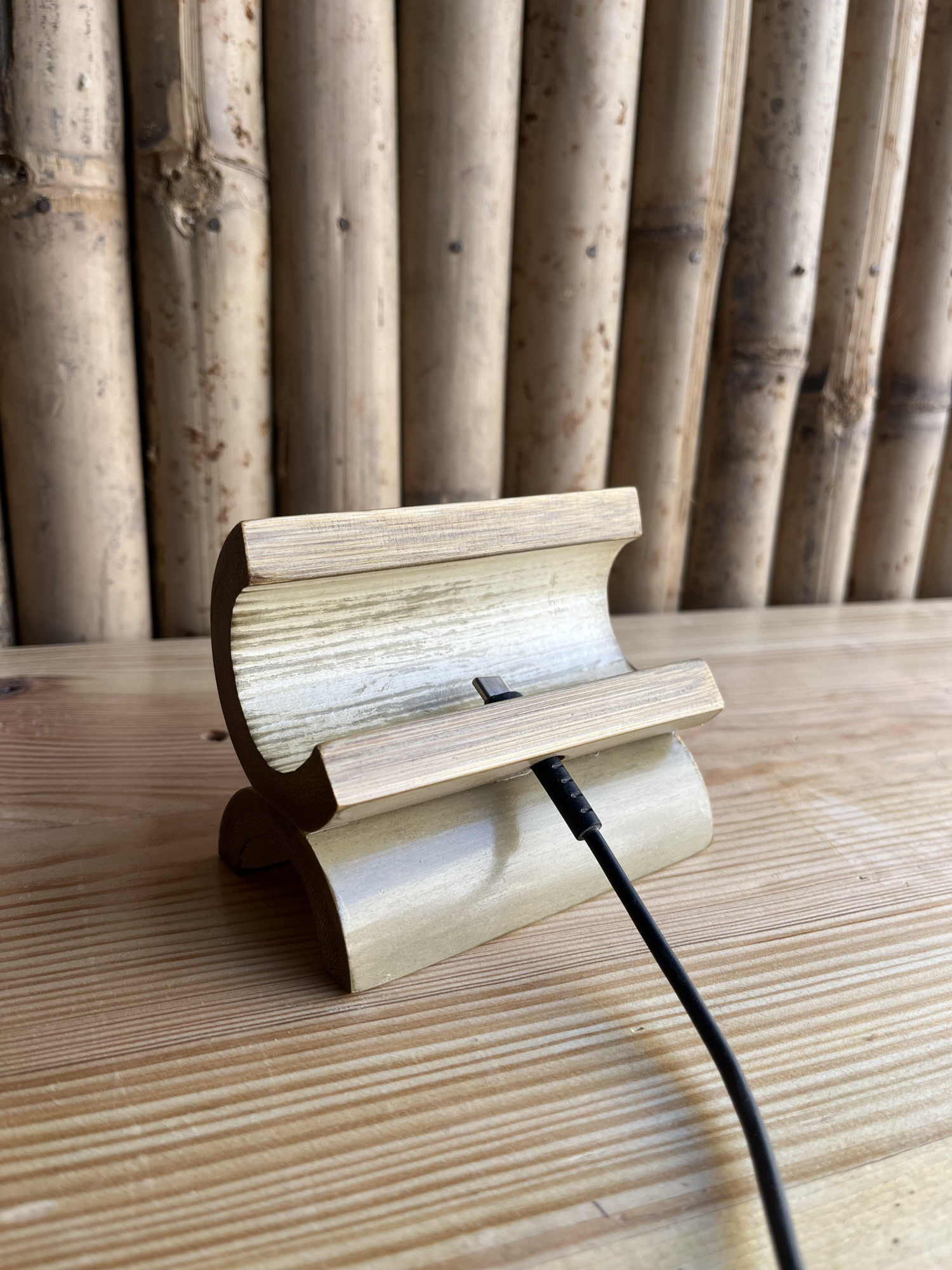 Bamboo Half Moon Mobile Stand