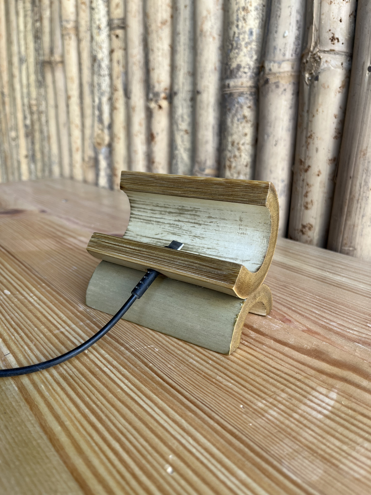 Bamboo Half Moon Mobile Stand