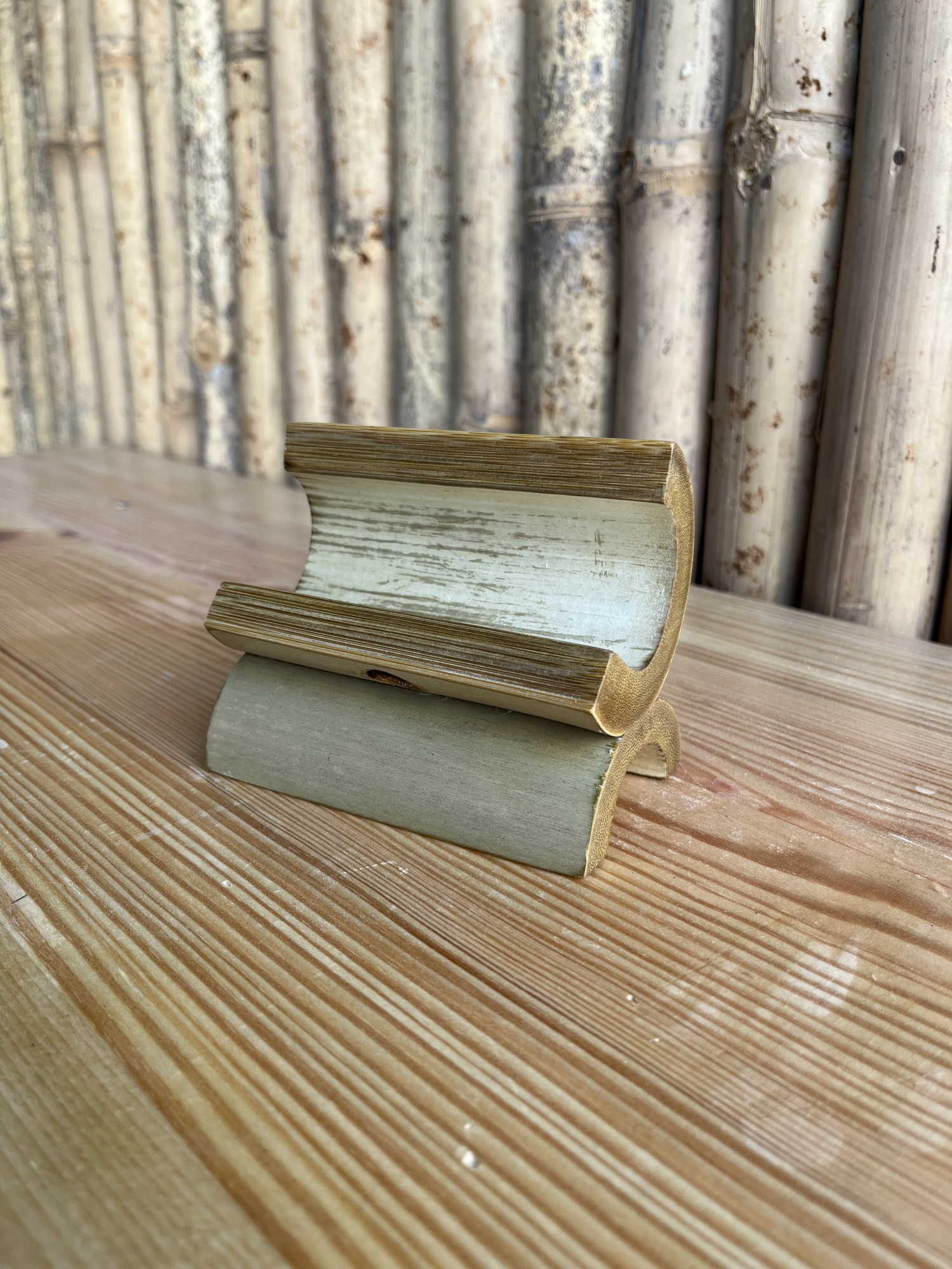 Bamboo Half Moon Mobile Stand