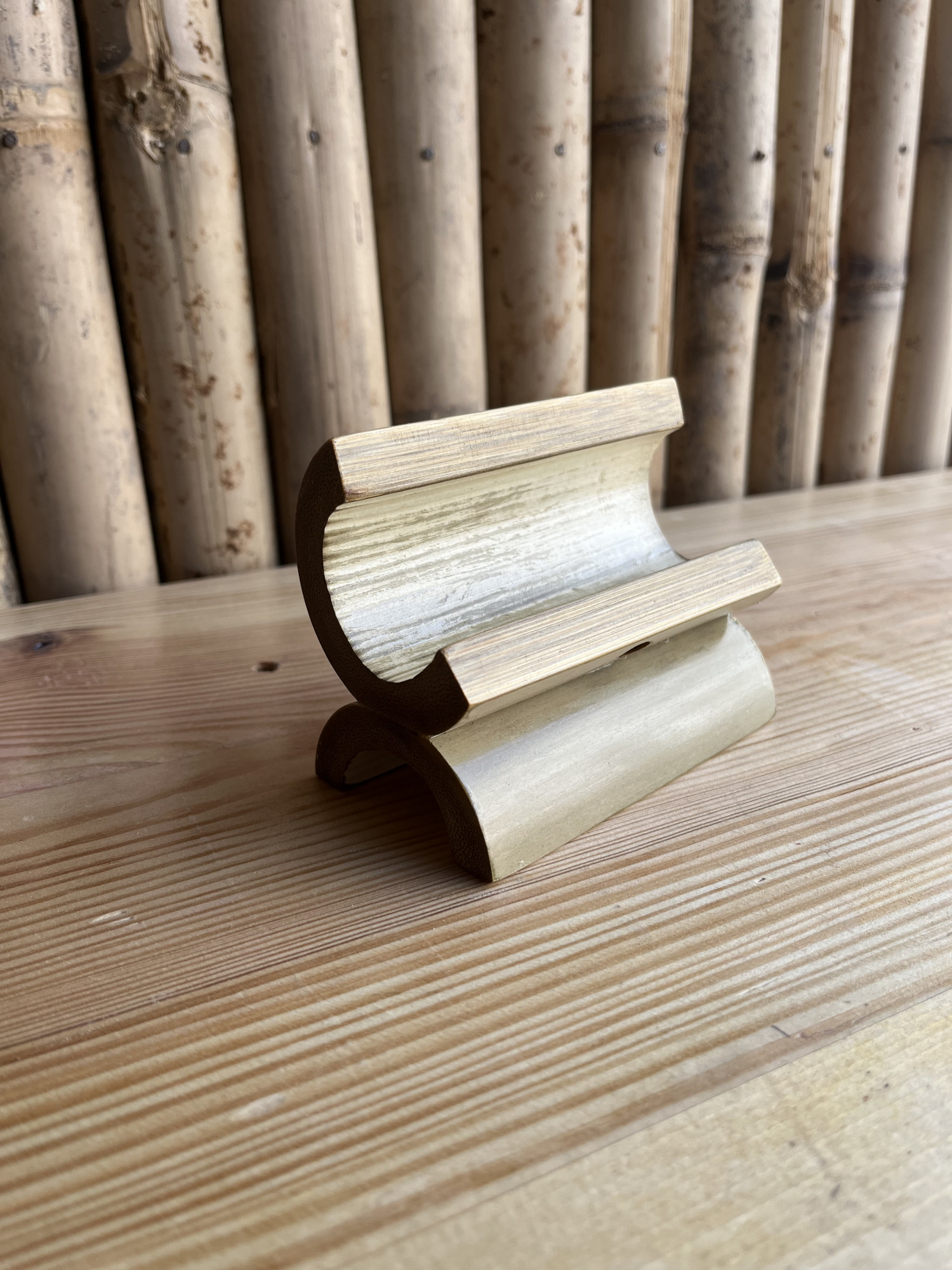 Bamboo Half Moon Mobile Stand