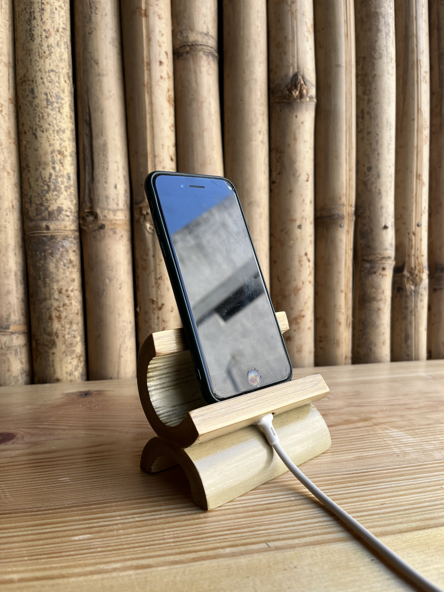 Bamboo Half Moon Mobile Stand