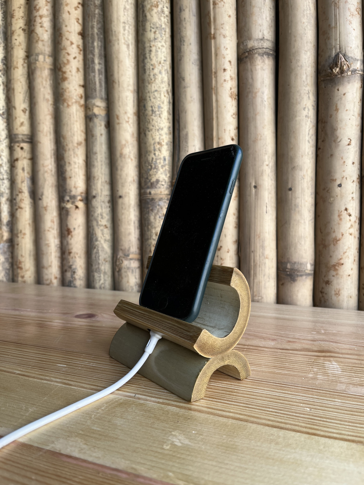 Bamboo Half Moon Mobile Stand