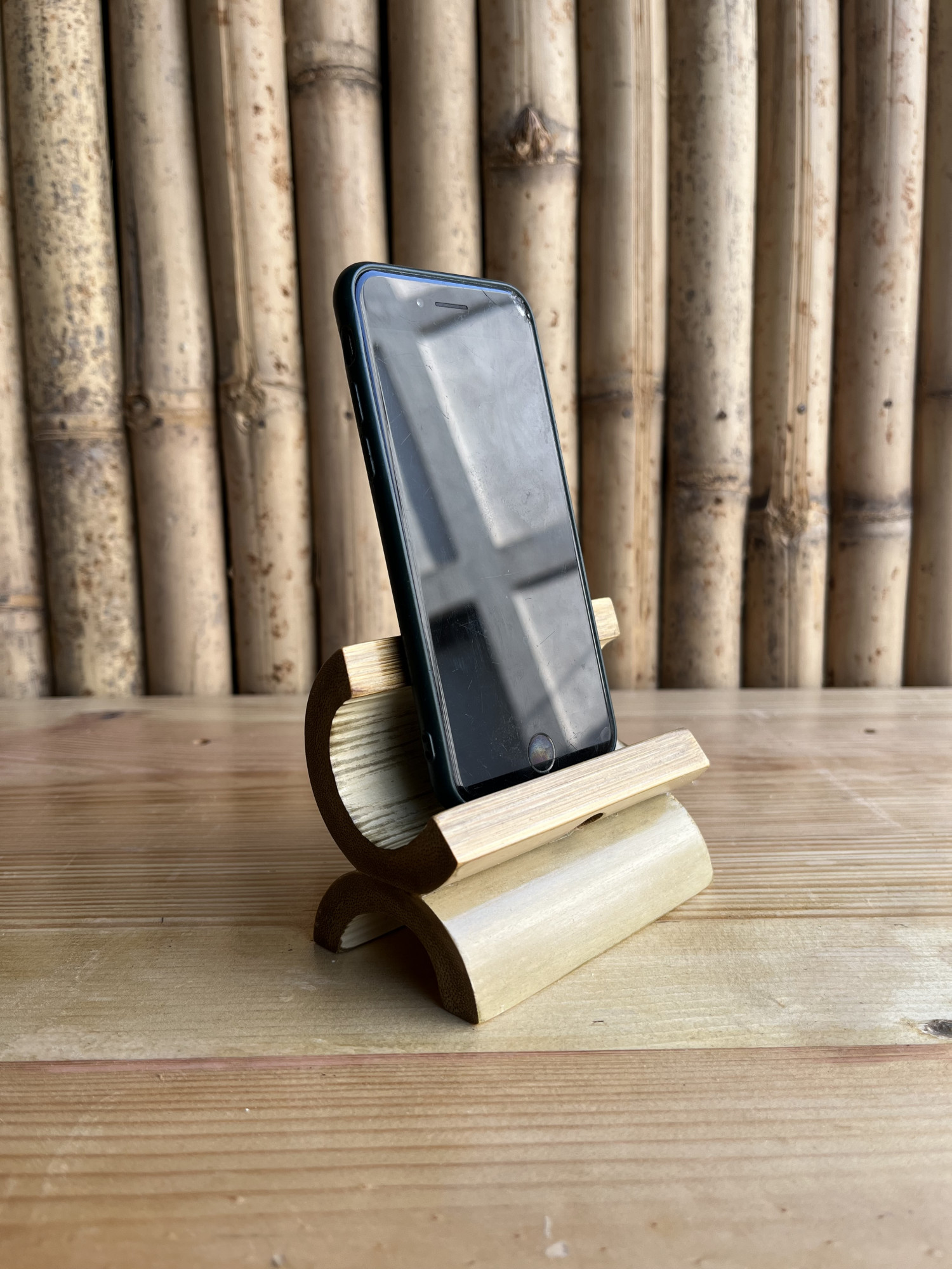 Bamboo Half Moon Mobile Stand