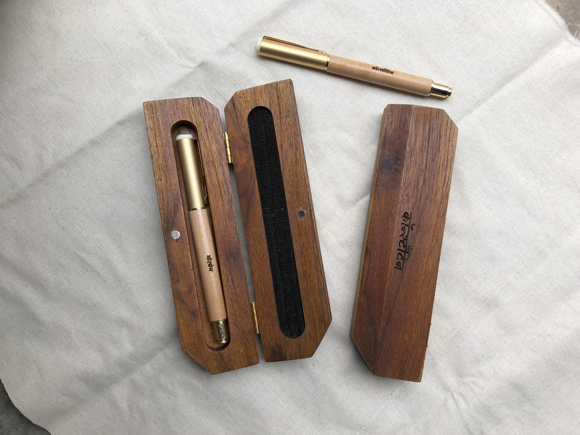 Brown Wooden Pen Holder