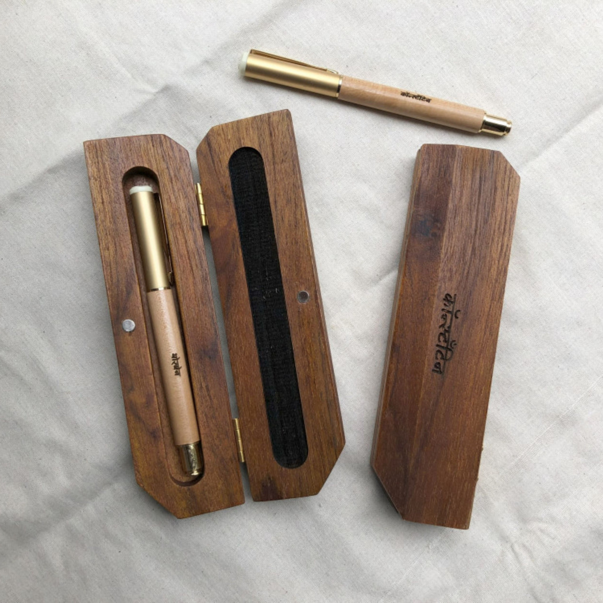 Brown Wooden Pen Holder