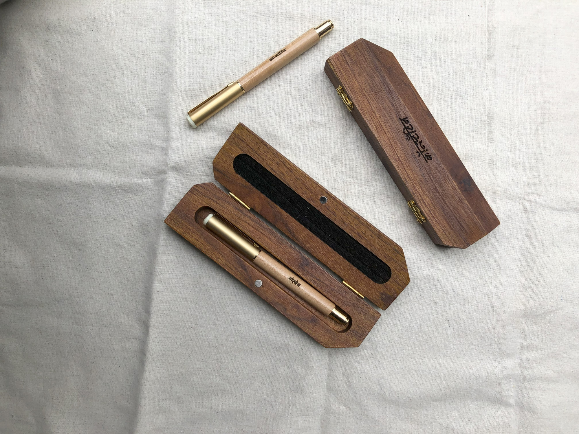 Brown Wooden Pen Holder