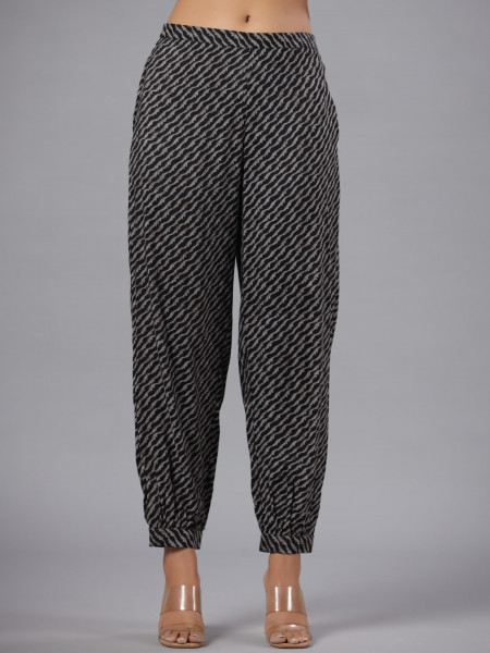 Black Floral Printed Liva Rayon Kurta With Afghani Pants