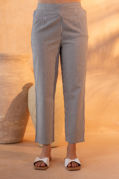 Black & White Divide Embroidered Panel Kurta Set